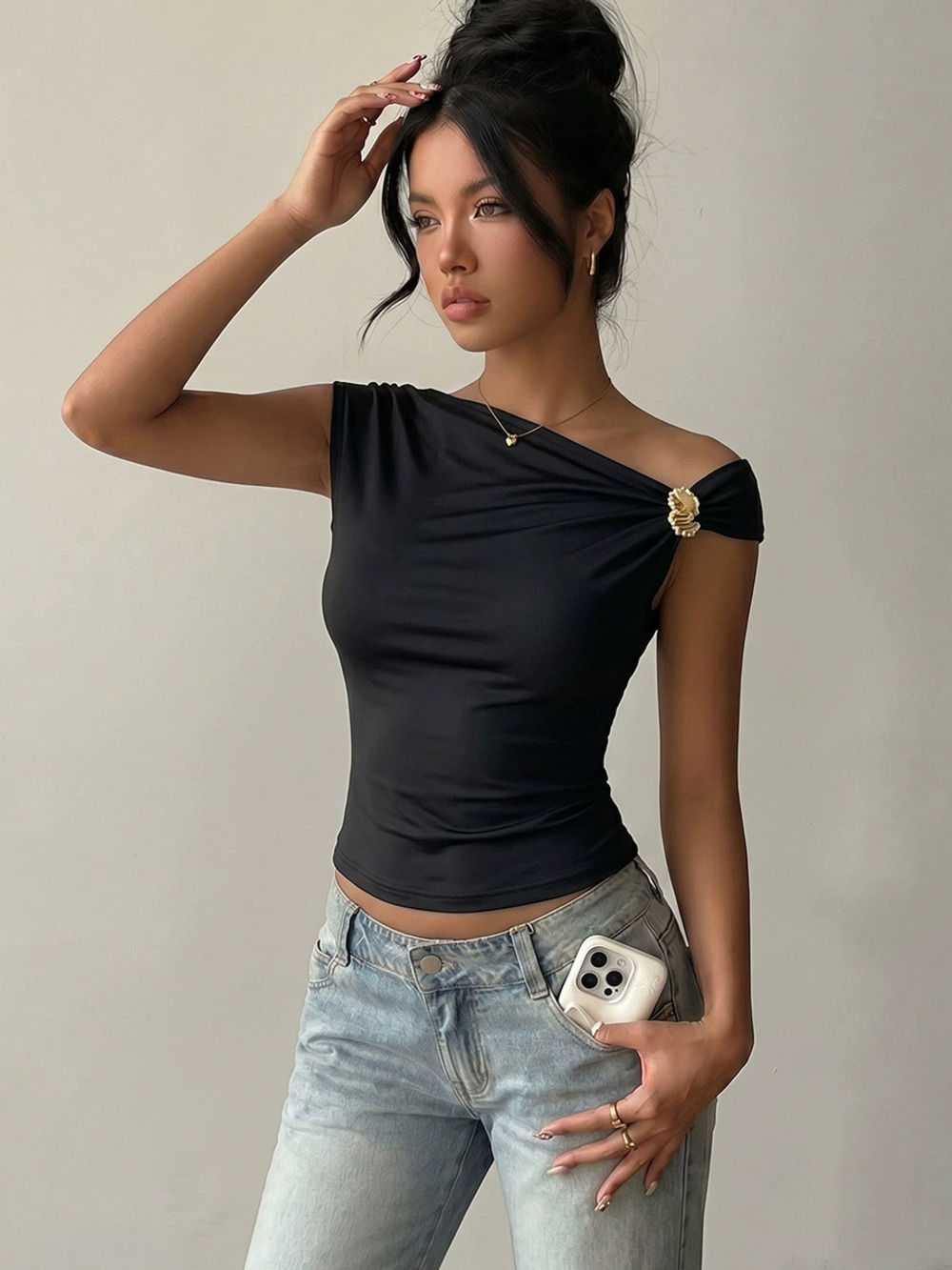 ZARA Russian Style Slim Fit Summer Off Shoulder Tee